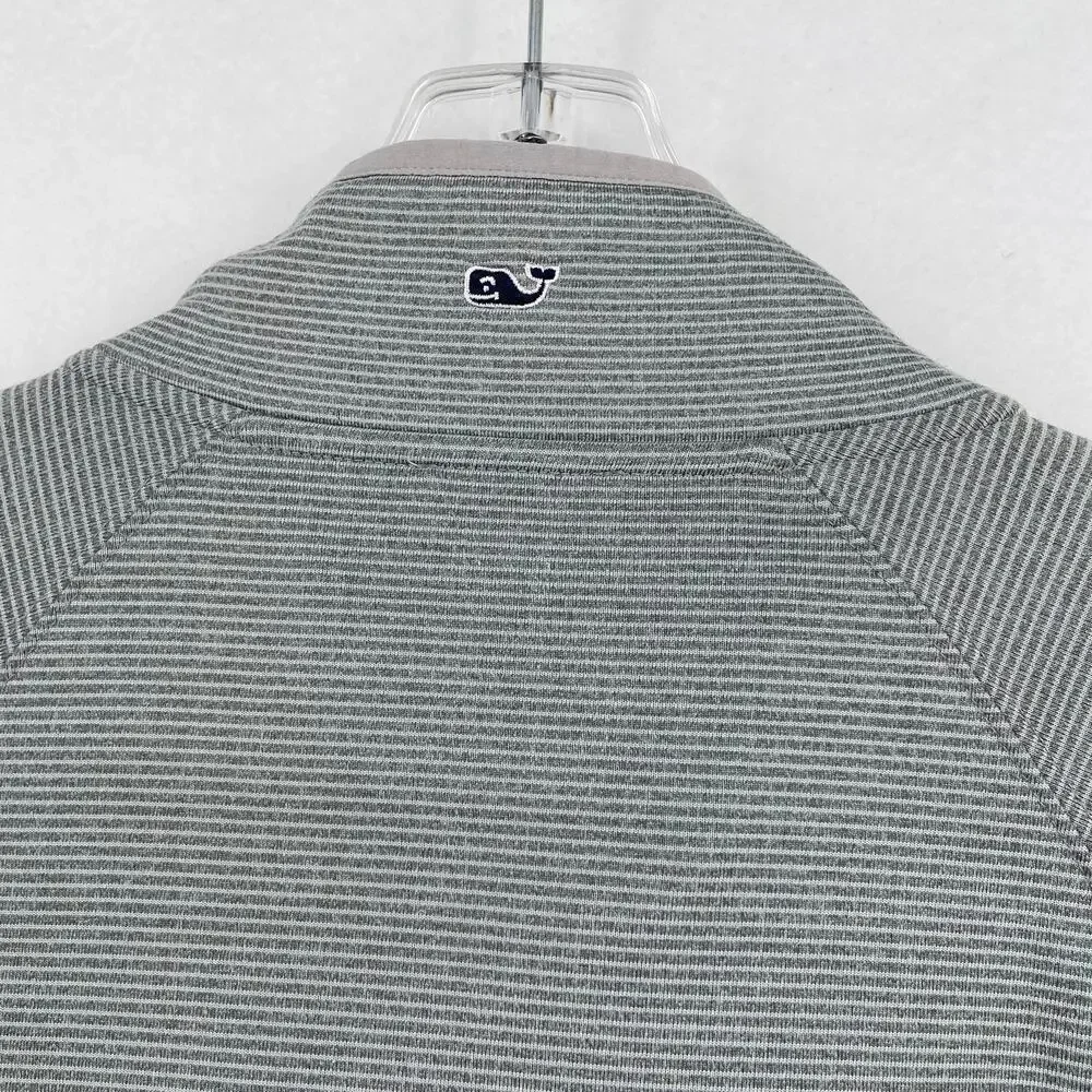 Vineyard Vines Jacket Womens Size L Gray Green Stripe Full Zip Asymmetric Zip